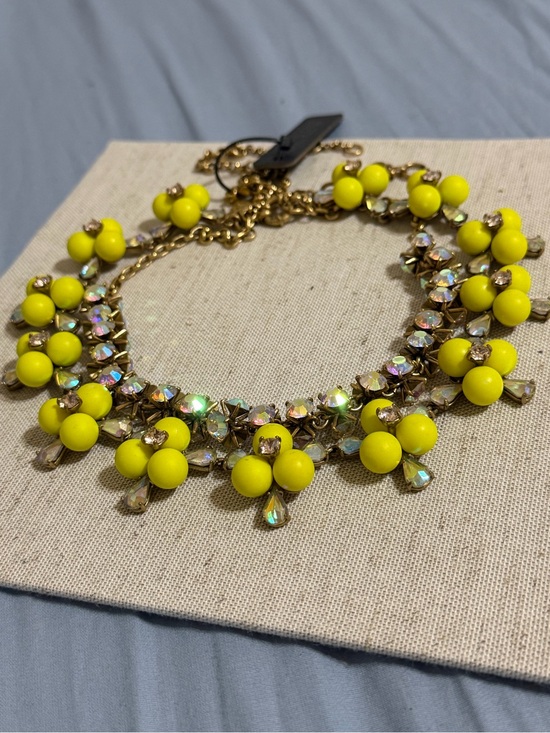 J. Crew Jewelry - J.Crew RARE Yellow Floral Bib Statement Necklace AB Aurora Crystal Rhineston Y2K